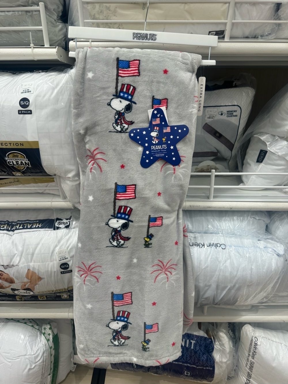 Peanuts Kids Pajama Blanket Snoopy Patriotic Gray with Red, White, Blue Accents